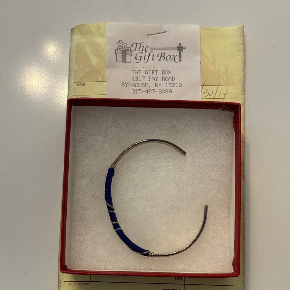 Silver and Marine Blue Wrapped Cuff Bracelet